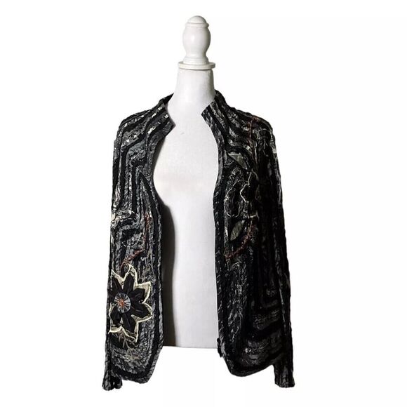 Obstinee By IKA Womens Partial Zip Floral Lightweight Blazer Style Jacket US 14 - Picture 8 of 12